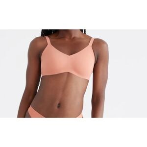 Knix Women’s Size 2 36A Padded V Neck Bra Ginger Pink Wireless Removable Cups